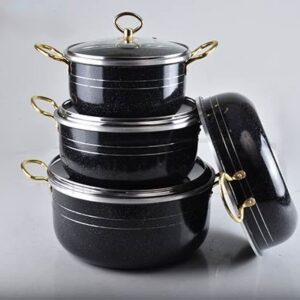 تفلون هفت پارچه زنبوری اطلسی دسته طلایی       C0005