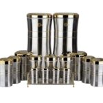 سرویس 16 پارچه کمر باریک هرمس استیل درب طلا C0004